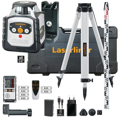Laserliner 052.205A Cubus 210 S Set Rotary Laser Kit, 1500mm
