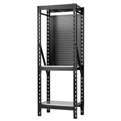 BUNKER 17 Piece Modular 3 Tier Racking with Stainless Steel Shelving and Pegboards, 750mm
