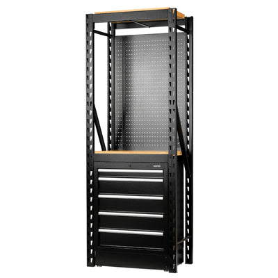 BUNKER 13 Piece Modular Storage Combo 2 Tier Racking with Hardwood Shelving, Pegboard and Floor Cabinet, 750mm
