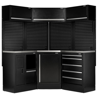 BUNKER 18 Piece Modular Storage Corner Combo with Stainless Steel Worktop, 3454mm