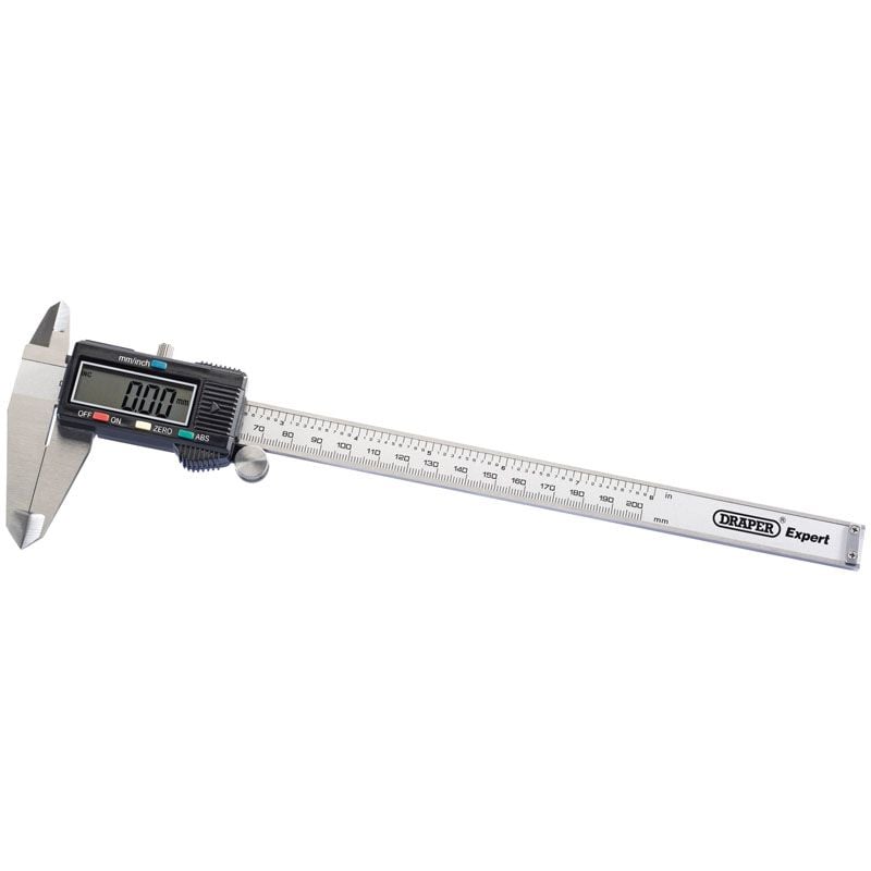 Draper PVC200D/B Dual Reading Digital Vernier Caliper, 0 - 200mm/0 - 9" - (80799) - DR-80799 - Draper - Trade Counter Direct