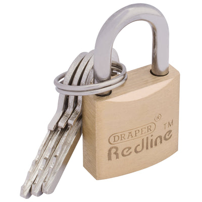Draper Redline® Brass Cylinder Padlock, 20mm - DR-68019 - Draper - Trade Counter Direct