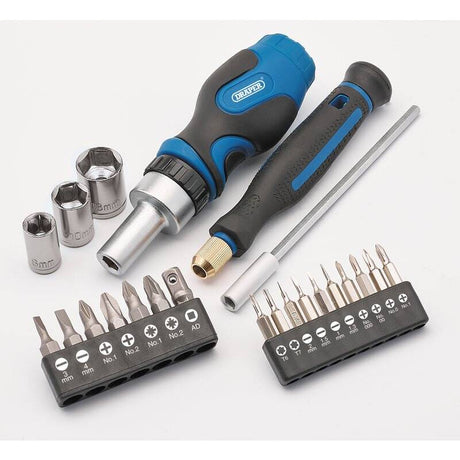 Draper SBS - BC/23 Stubby Ratchet Screwdriver and Bit Set, Special Edition - Craft Brew (23 Piece) - (04775) - DR-04775 - Draper - Trade Counter Direct
