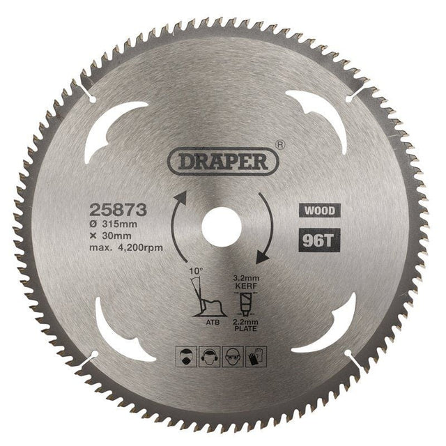Draper SBW20 TCT Circular Saw Blade for Wood, 315 x 30mm, 96T - (25873) - DR-25873 - Draper - Trade Counter Direct