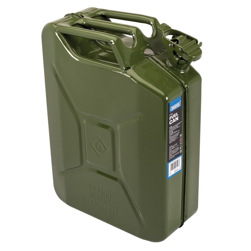 Draper SFC20L - GREEN/C Steel Fuel Can, 20L, Green - DR-07218 - Draper - Trade Counter Direct