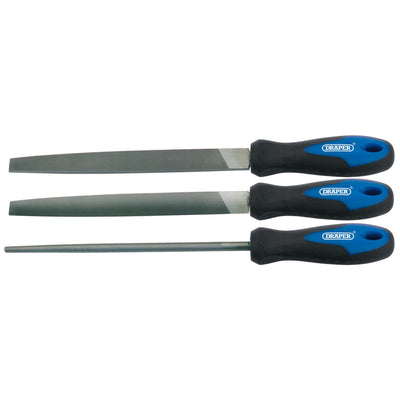 Draper Soft Grip Engineers File Set, 200mm (3 Piece) - DR-44963 - Draper - Trade Counter Direct