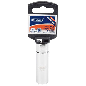 Draper SPTW HI - TORQ 8mm Thread Thin Wall 12 Point Spark Plug Socket, 3/8" Sq. Dr., 14mm - (22272) - DR-22272 - Draper - Trade Counter Direct