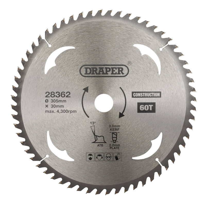 Draper TCT Construction Circular Saw Blade - DR-28362 - Draper - Trade Counter Direct