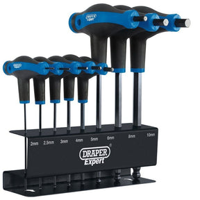 Draper THEX/SG/8/B Soft Grip 'T' Handle Hexagon and Ball End Key Set (8 Piece) - (33873) - DR-33873 - Draper - Trade Counter Direct