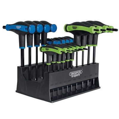 Draper THEX/TTX/20 Draper Expert Soft Grip 'T' Handle Hexagon & TX - STAR End Key Set (20 Piece) - (70388) - DR-70388 - Draper - Trade Counter Direct