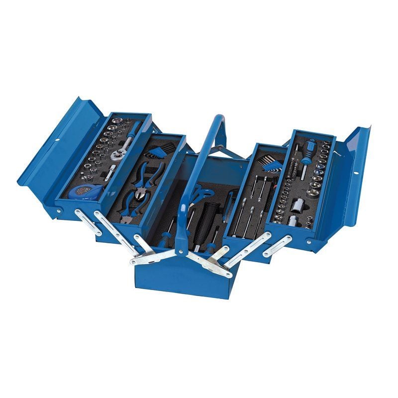 Draper TK126 Tool Kit in Steel Cantilever Toolbox (126 Piece) - (48091) - DR-48091 - Draper - Trade Counter Direct