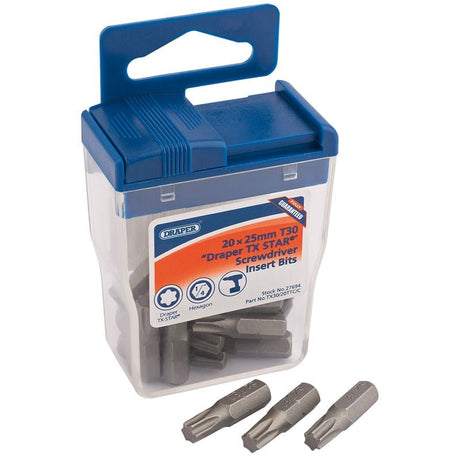 Draper TX30/20TTC/C Draper TX - STAR 20 x Long Insert Bits in Plastic Storage Case, 25mm - (27694) - DR-27694 - Draper - Trade Counter Direct