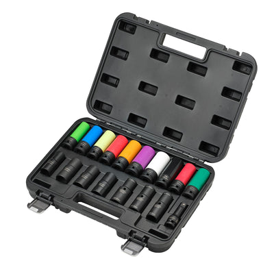 Draper Wheel Nut Socket Set, 1/2" Sq. Dr. (18 Piece) - DR-28198 - Draper - Trade Counter Direct