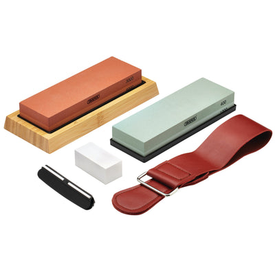 Draper Whetstone Sharpening Stone Set with Non-Slip Base and Angle Guide, 400/1000/3000/8000 Grit - DR-23968 - Draper - Trade Counter Direct