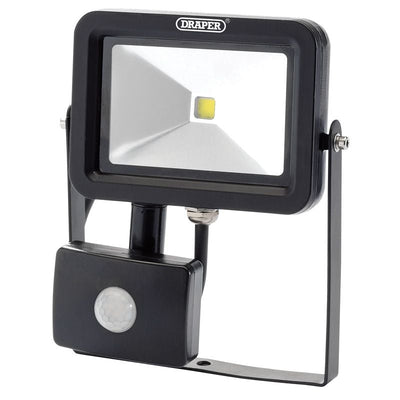 Draper WMCL10W/PIR/B COB LED Slimline Wall Mounted Floodlight with PIR Sensor, 10W, 700 Lumens - (66036) - DR-66036 - Draper - Trade Counter Direct