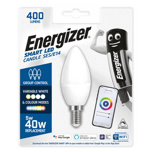 Energizer 5W - 40W SMART LED Candle SES/E14 Bulb (Alexa/Hey Google/Siri Compatible) - S17163 - Energizer - Trade Counter Direct
