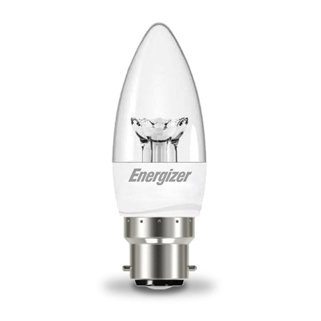 Energizer 6W - 40W Dimmable LED Clear Candle BC/B22d Light Bulb - S8854 - Energizer - Trade Counter Direct