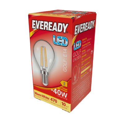 Eveready LED Filament Golf E14 (SES) 470lm 4W 2,700K (Warm White) - S15482 - Eveready - Trade Counter Direct
