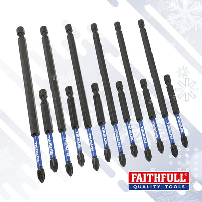 Faithfull 12 Piece Impact Screwdriver Bit Set - XMS26SBIT12 - Faithfull - Trade Counter Direct
