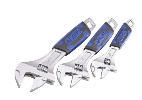 Faithfull - 3 Piece Matt Chrome Adjustable Spanner Set - XMS23ASPAN3 - XMS23ASPAN3 - Faithfull - Trade Counter Direct