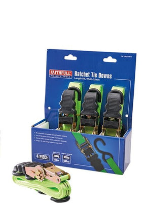 Faithfull - 4 Piece Ratchet Tie Down Set - XMS23TIEDOWN - XMS23TIEDOWN - Faithfull - Trade Counter Direct