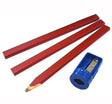 Faithfull Carpenters Pencils Red (Pack of 3 +Sharp Card) - Pencil Carpenter - FAICPSHARP - Faithfull - Trade Counter Direct