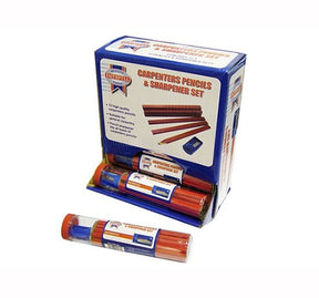 Faithfull Carpenters Pencils Tube (Tube of 12 + Sharpener) - Penc - FAICPR12S - Faithfull - Trade Counter Direct