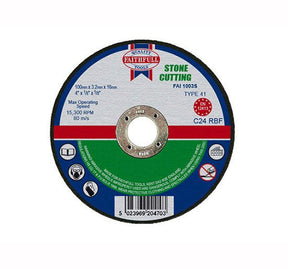 Faithfull Cut Off Disc for Stone 100 x 3.2 x 16mm - Disc Flatcut - FAI1003S - Faithfull - Trade Counter Direct