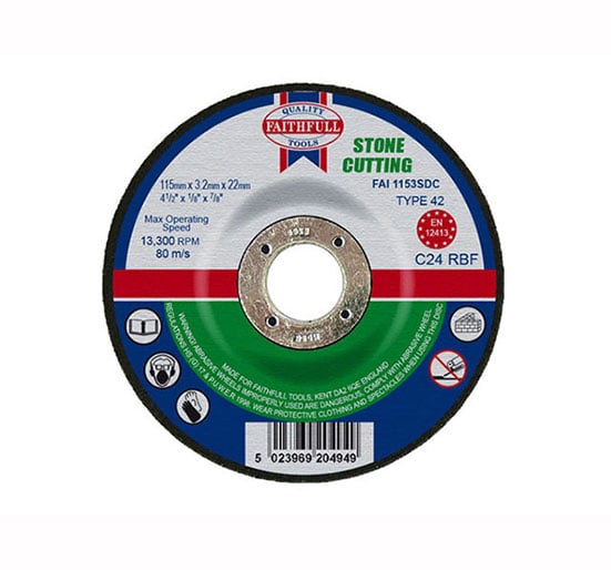 Faithfull Cut Off Disc for Stone Depressed Centre 115 x 3.2 x 22mm - Disc Depcut - FAI1153SDC - Faithfull - Trade Counter Direct