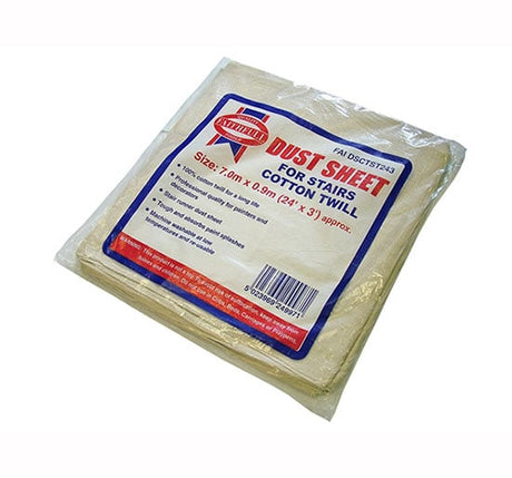 Faithfull Dust Sheet Stair Cotton Twill 24ft x 3ft - Sheet Dust - FAIDSCTST243 - Faithfull - Trade Counter Direct