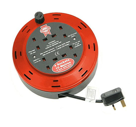 Faithfull - Faithfull 10 Metre 4 Socket Cable Reel 10amp - Type - FPPCR10M10A - Faithfull - Trade Counter Direct