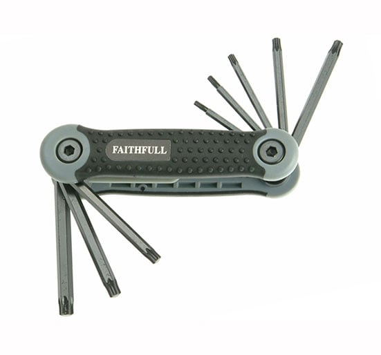 Faithfull Folding Torx Star Key Set 8 Piece (T9 - T40) - 8 Piece Set - FAITKSF8 - Faithfull - Trade Counter Direct