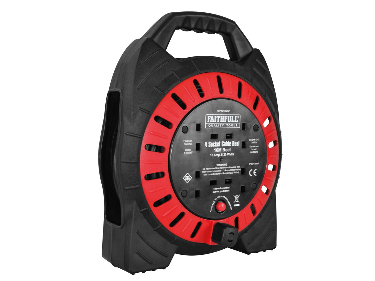 Faithfull Fpp 10m Cable Reel - 13A, 4 Sockets - XMS2210CABLE - XMS2210CABLE - Faithfull - Trade Counter Direct