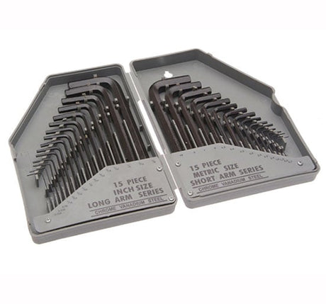 Faithfull Hex Key Set 30 Piece Metric/Imperial (0.7 - 10mm 1/16 - 3/8in) - 30 Piece Set - FAIHKS30MAF - Faithfull - Trade Counter Direct