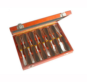 Faithfull Woodcarving Set in Case - 12 Piece - Chisel Carving - FAIWCSET12 - Faithfull - Trade Counter Direct