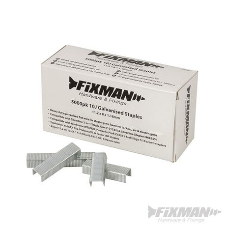 Fixman 10J Galvanised Staples 5000pk 11.2 x 8 x 1.17mm - 470282 - 470282 - Fixman - Trade Counter Direct