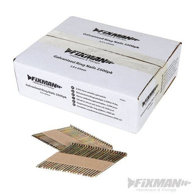 Fixman Galvanised Ring Nails 2500pk 2.9 x 65mm - 752681 - 752681 - DeWalt Power Tools UK - Trade Counter Direct