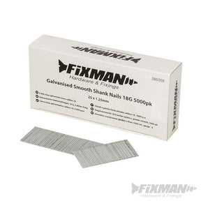 Fixman Galvanised Smooth Shank Nails 18G 5000pk 25 x 1.25mm - 585359 - 585359 - Fixman - Trade Counter Direct
