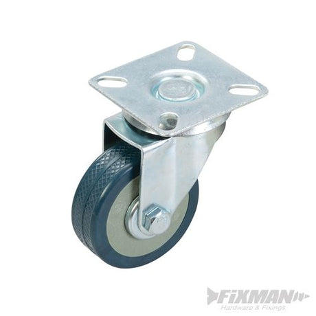 Fixman Swivel Rubber Castor 50mm 50kg - 530386 - 530386 - Fixman - Trade Counter Direct