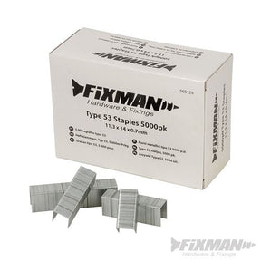 Fixman Type 53 Staples 5000pk 11.25 x 14 x 0.75mm - 565129 - 565129 - Fixman - Trade Counter Direct