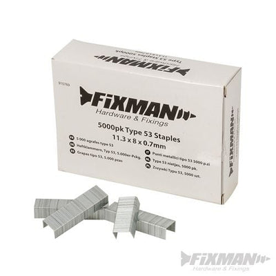 Fixman Type 53 Staples 5000pk 11.25 x 8 x 0.75mm - 915769 - 915769 - Fixman - Trade Counter Direct