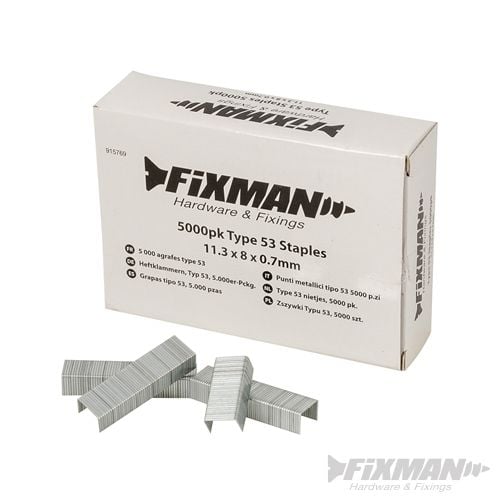 Fixman Type 53 Staples 5000pk 11.25 x 8 x 0.75mm - 915769 - 915769 - Fixman - Trade Counter Direct