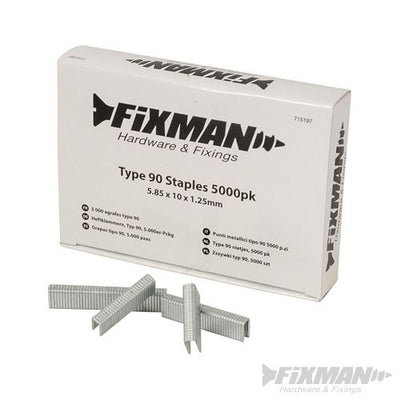 Fixman Type 90 Staples 5000pk 5.80 x 10 x 1.25mm - 715197 - 715197 - Fixman - Trade Counter Direct