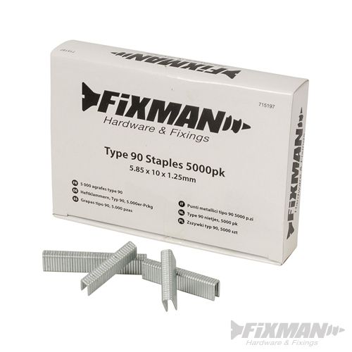 Fixman Type 90 Staples 5000pk 5.80 x 10 x 1.25mm - 715197 - 715197 - Fixman - Trade Counter Direct