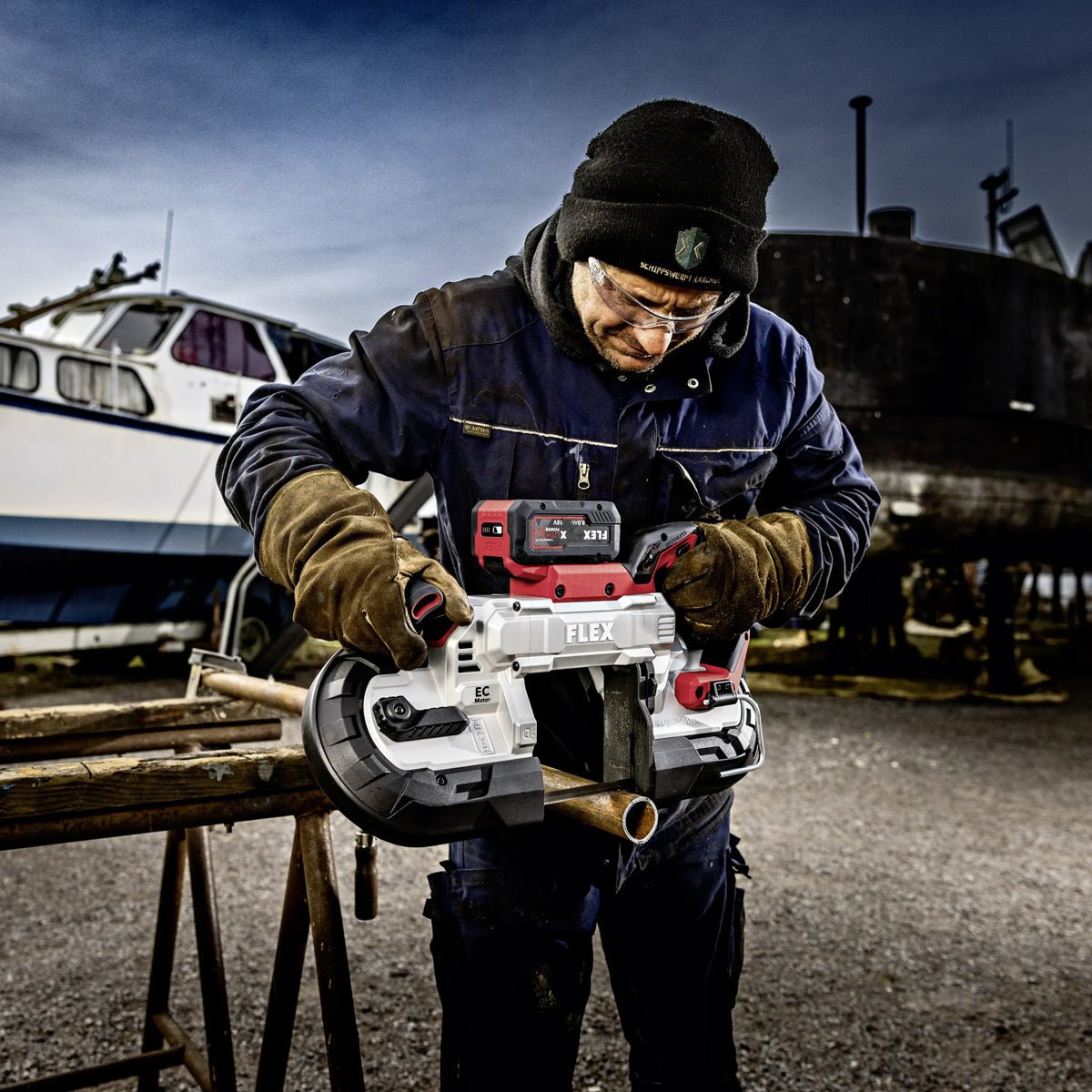 FLEX 18V Cordless Band Saw / Belt Saw, 127mm Cutting Depth - SBE 127 18 - EC - FLEX531749 - Flex Power Tools - Trade Counter Direct