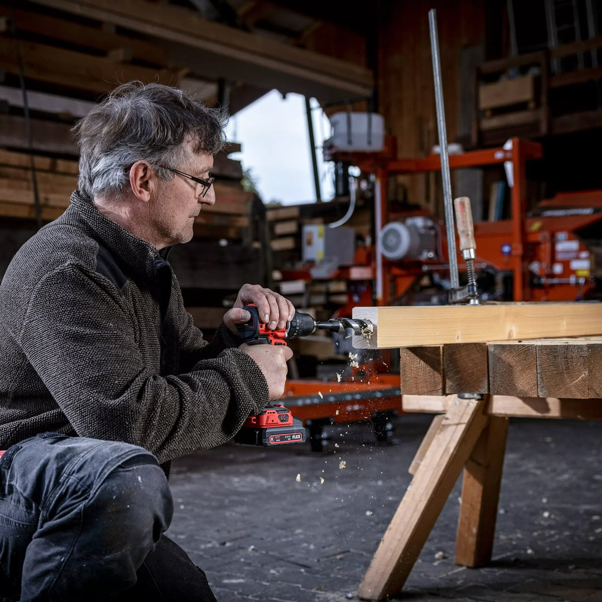 Flex Compact 2 - speed Cordless Percussion Drill PD 2G 18.0 EC LD - 2 x 2.5Ah Batteries & Charger Kit - FLEX519065 - Flex Power Tools - Trade Counter Direct