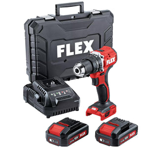 Flex Compact 2 - speed Cordless Percussion Drill PD 2G 18.0 EC LD - 2 x 2.5Ah Batteries & Charger Kit - FLEX519065 - Flex Power Tools - Trade Counter Direct