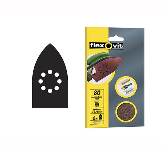 Flexovit Detail Hook & Loop Sheets 105mm x 175 mm - 6 x 120g