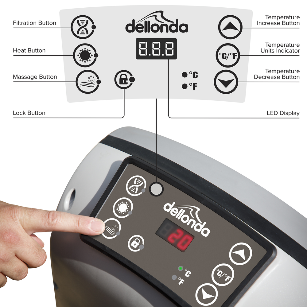 Dellonda 2-4 Person Inflatable Hot Tub Spa with Smart Pump - Wood Effect - DL88