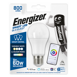 Energizer 9W-60W SMART LED GLS ES/E27 Bulb (Alexa/Hey Google/Siri Compatible)